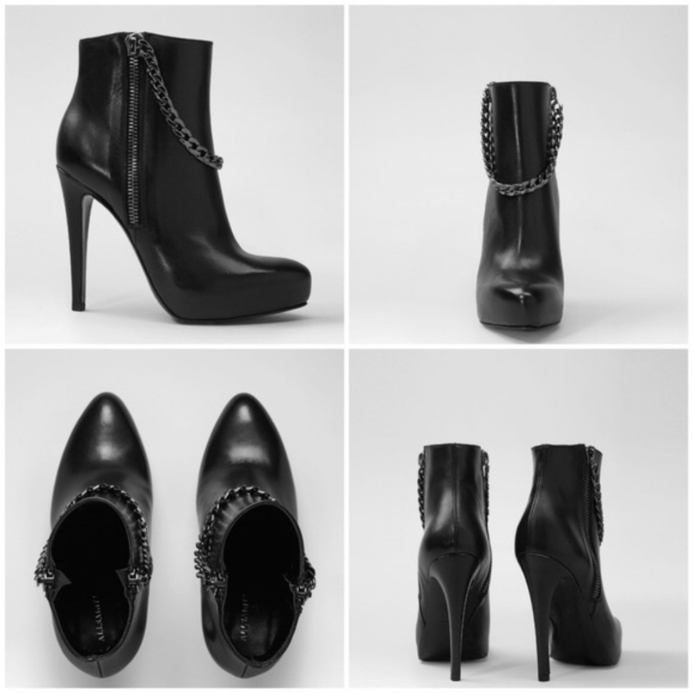 All Saints Koko black leather platform bootie size 7 - Picture 1 of 9